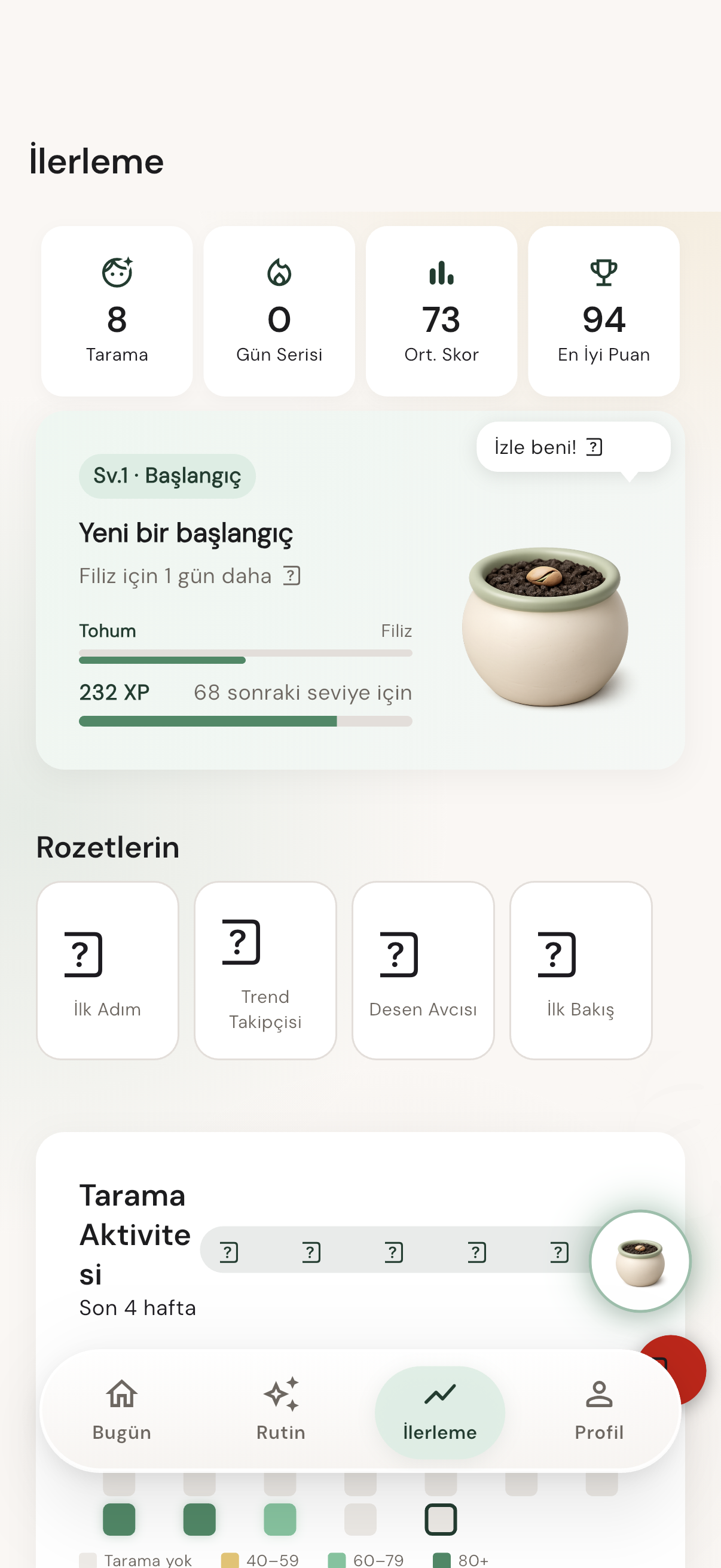Revna progress screen